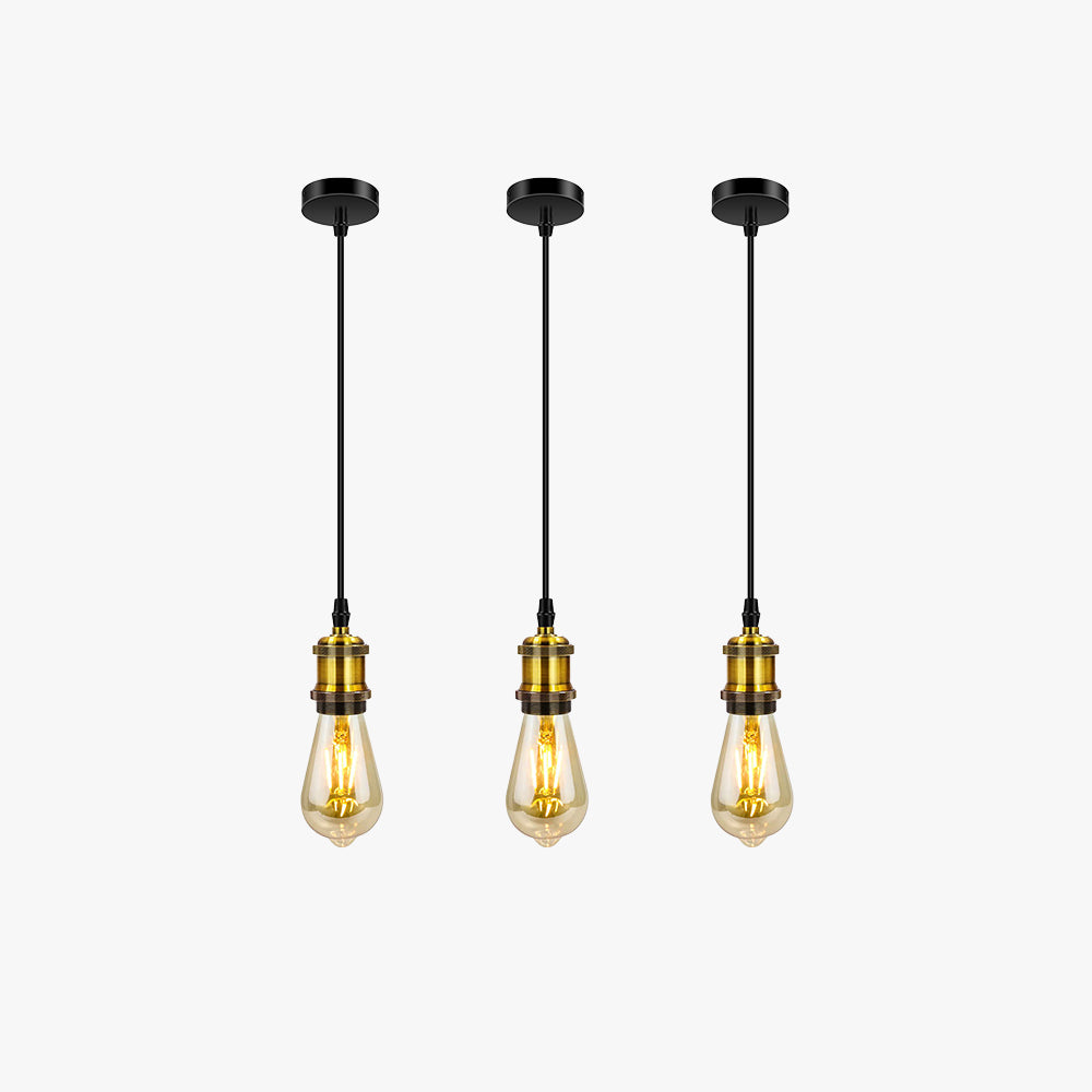 Silva Rétro LED Suspension Noir/Or Métal Verre Chambre À Coucher - Neutralighting