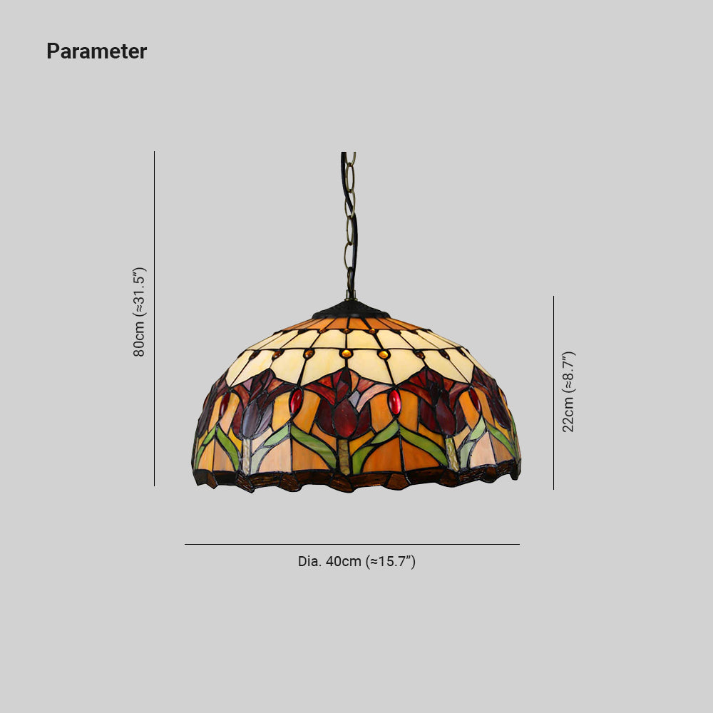 Tiffany Rétro Rond Colorée Suspension Verre Chambre À Coucher/Bar - Neutralighting