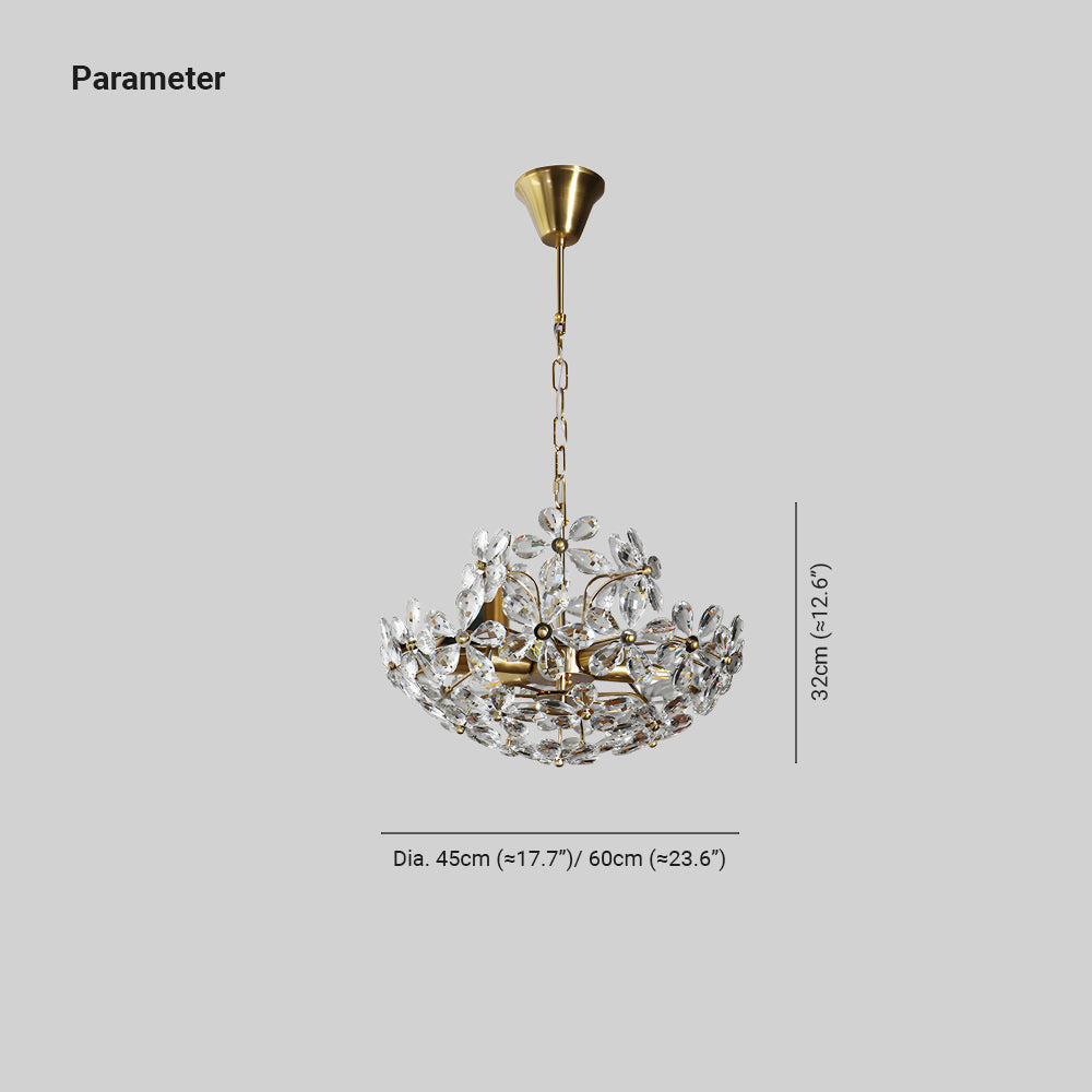Ray Rétro Vintage Or Fleur Cristal Suspension Chambre À Coucher - Neutralighting
