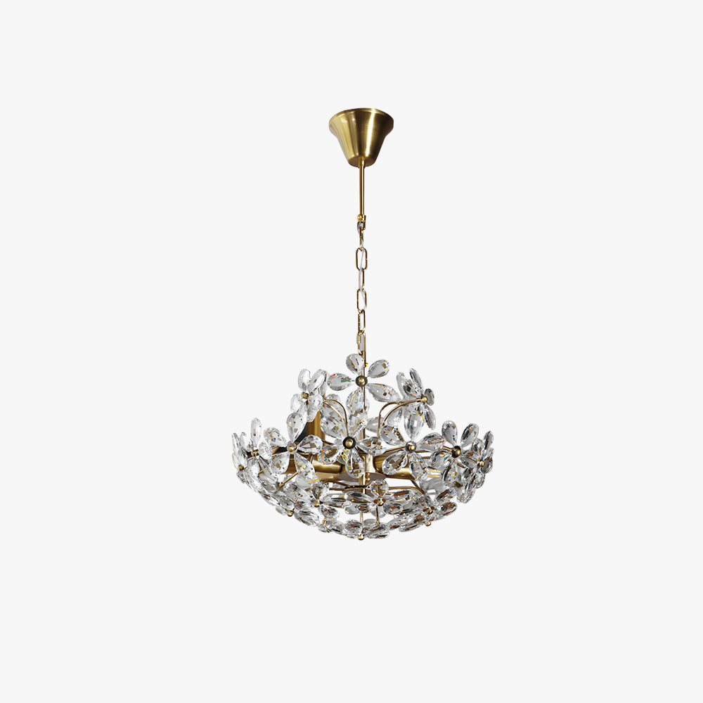 Ray Rétro Vintage Or Fleur Cristal Suspension Chambre À Coucher - Neutralighting