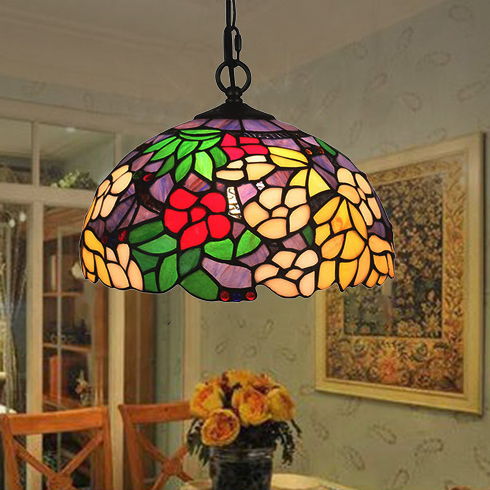Tiffany Rétro LED Suspension Fleurs Verre Salle À Manger - Neutralighting