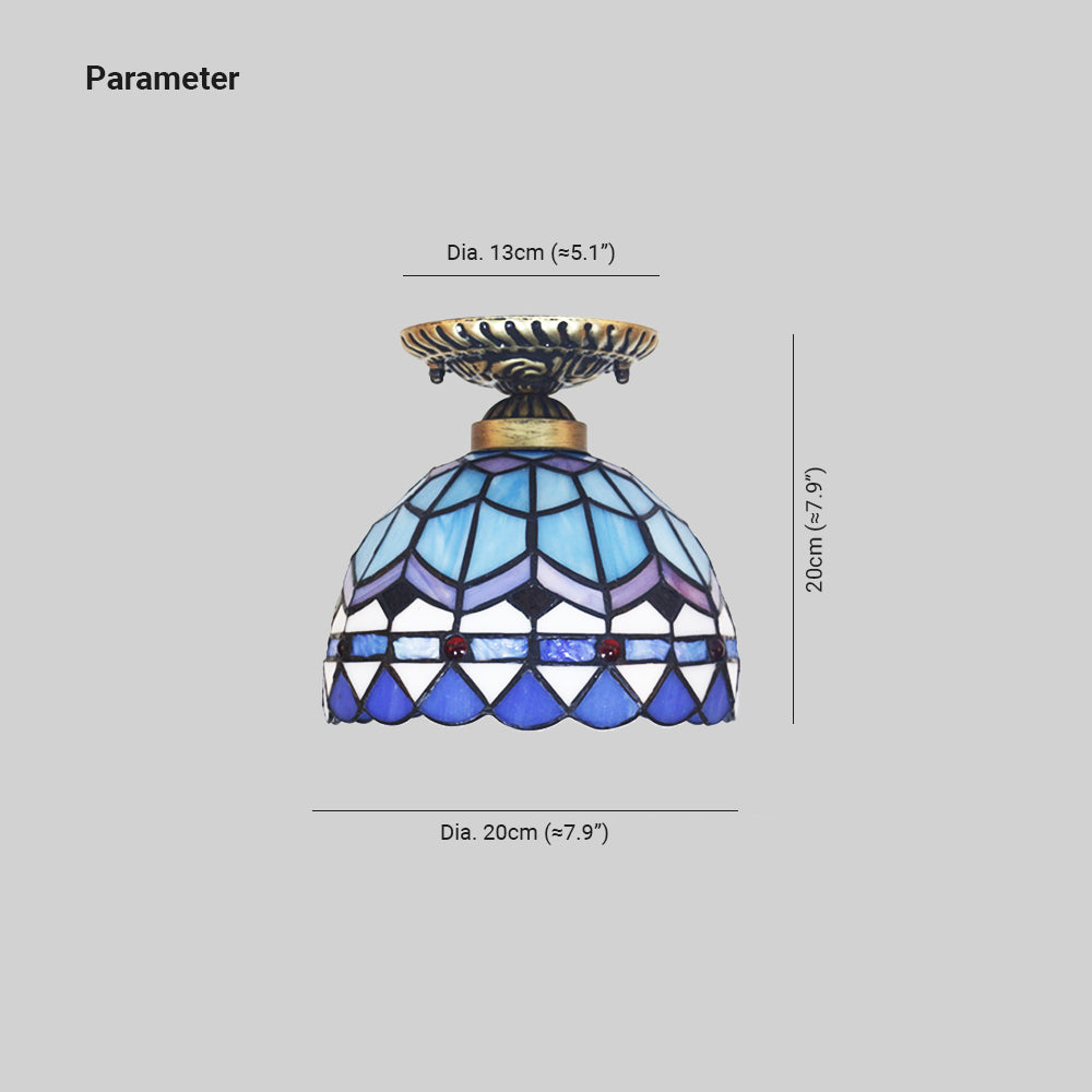 Tiffany Vintage LED Plafonnier Métal/Verre Chambre À Coucher