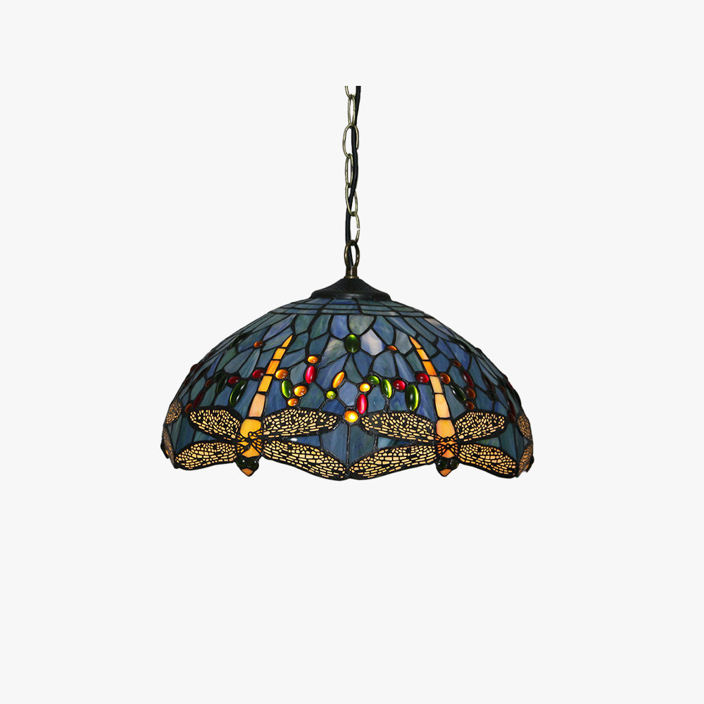 Tiffany Vintage Suspension Tachée Métal Verre Bol Chambre À Coucher - Neutralighting