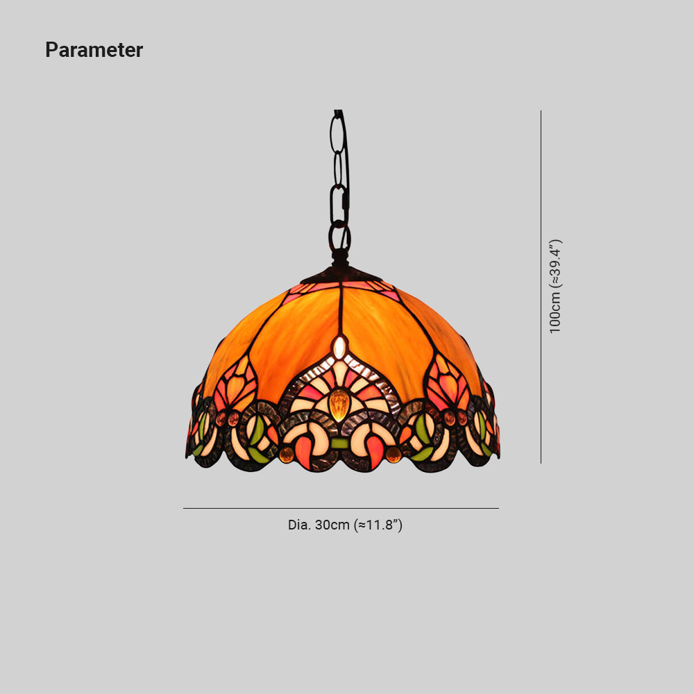 Tiffany Vintage Dôme Suspension Tachée Verre Salon - Neutralighting