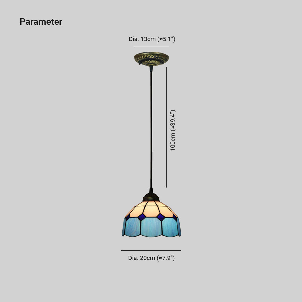 Tiffany Dôme Ombre Européenne Suspension Tachée Verre Salon - Neutralighting