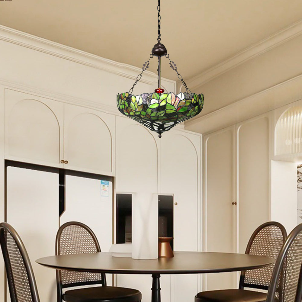 Tiffany Vintage Fleur LED Suspension Tachée Verre Métal Bar - Neutralighting