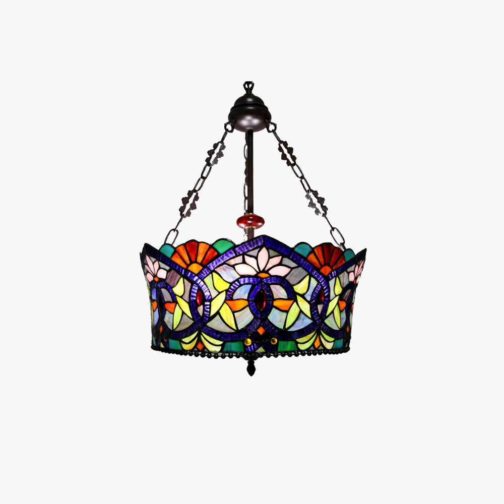 Tiffany Vintage Fleur LED Suspension Tachée Verre Métal Bar - Neutralighting