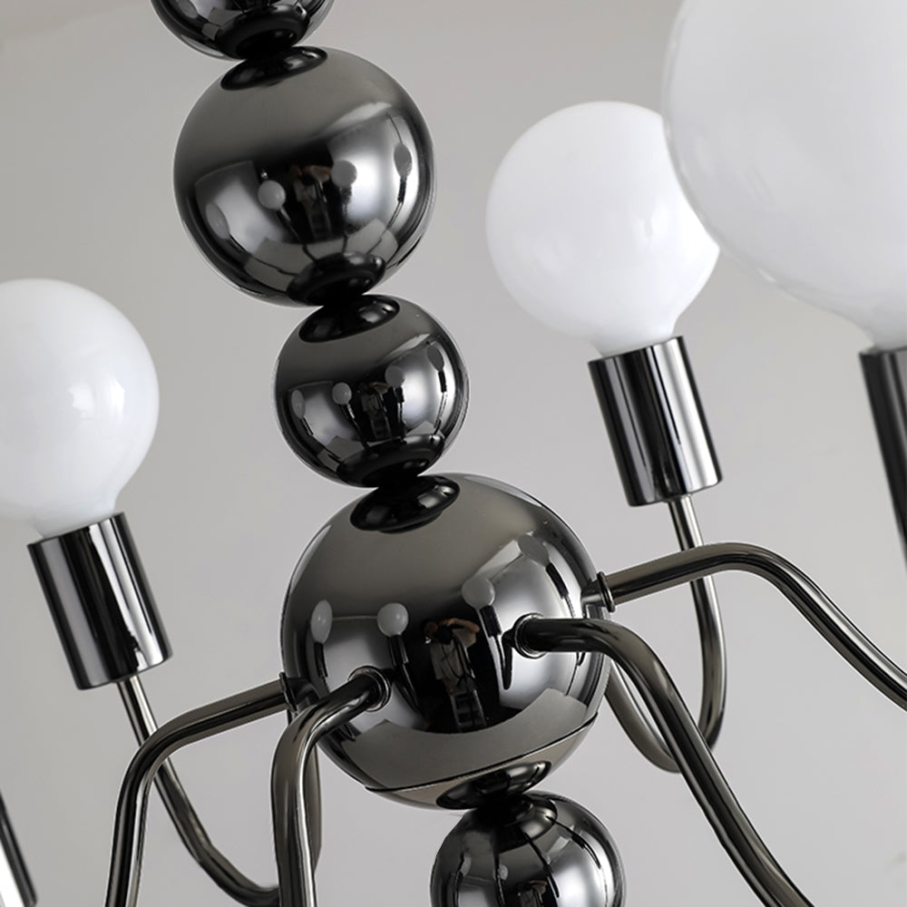 Valentina Lustre Médiéval LED Sphérique Noir Métal Salon