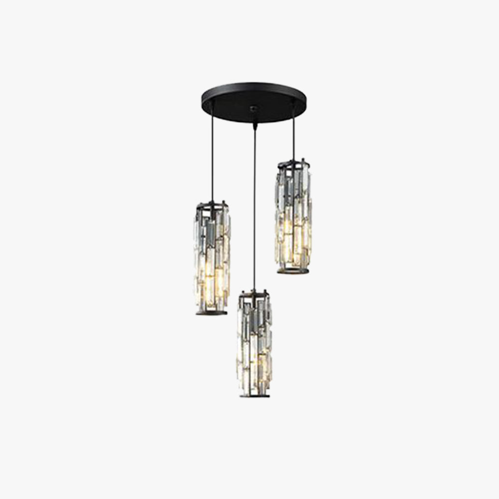 Kristy Suspension Cylindre/Multi Cristal, Métal/Cristal, Doré/Noir, Salon - Neutralighting