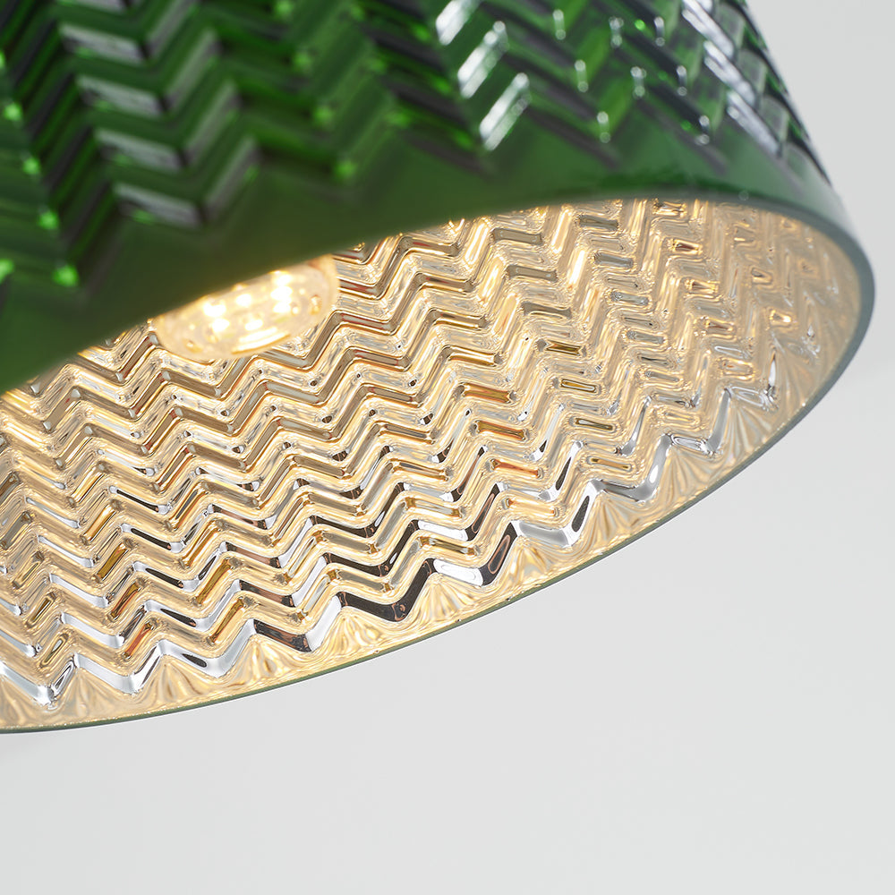 Valentina Suspension Cylindre/Géométrie Vintage, Métal/Verre, Vert, Salle à Manger - Neutralighting