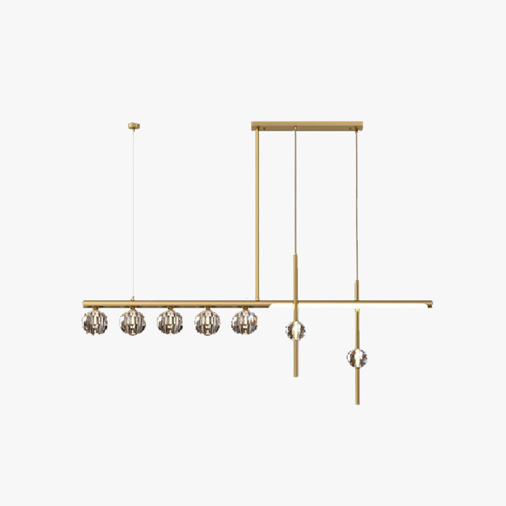Kristy Suspension Linéaire/Sphère Moderne, Métal/Cristal, Doré, Salle à Manger - Neutralighting