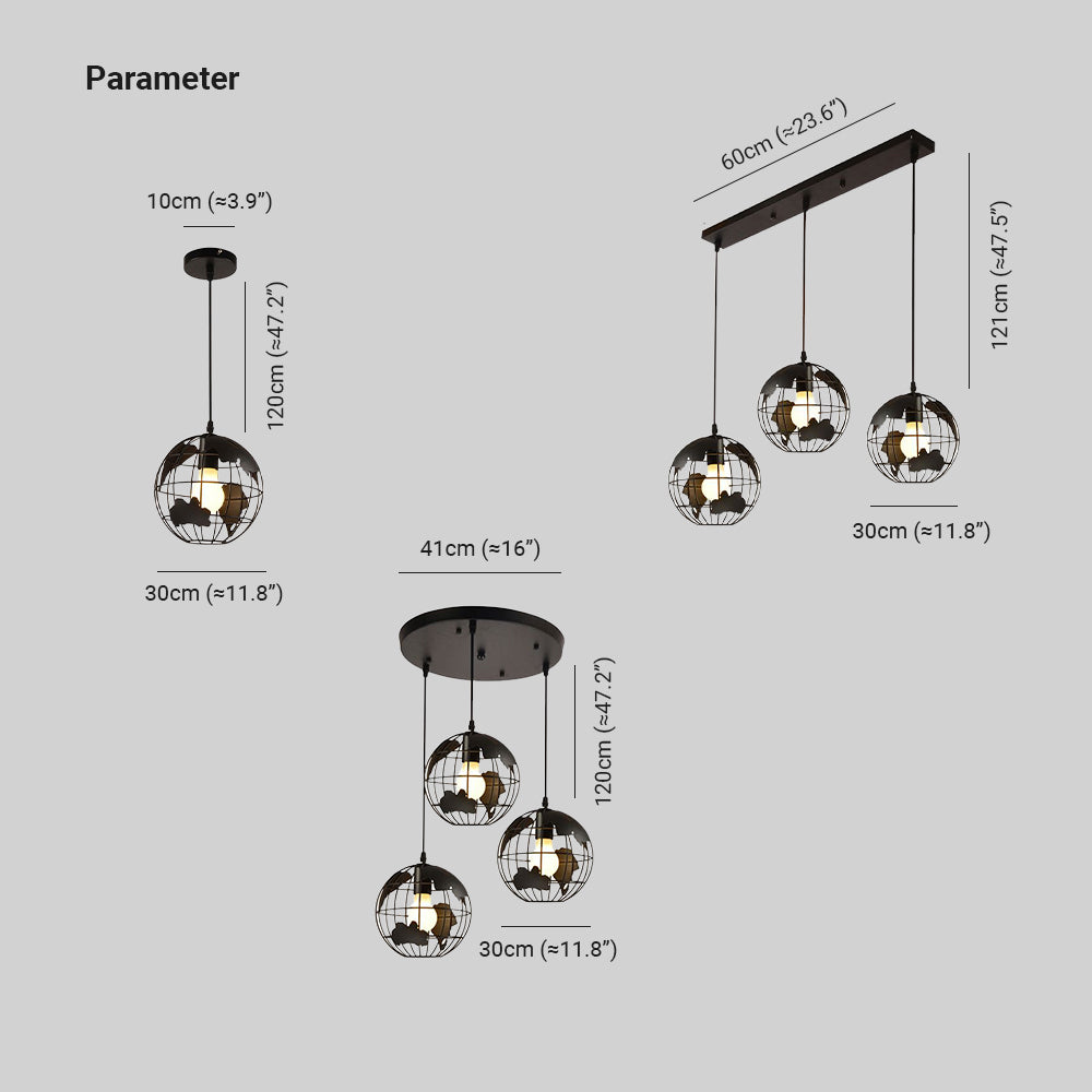 Silva Suspension Sphère/Multi Moderne, Métal, Noir/Blanc, Salon - Neutralighting