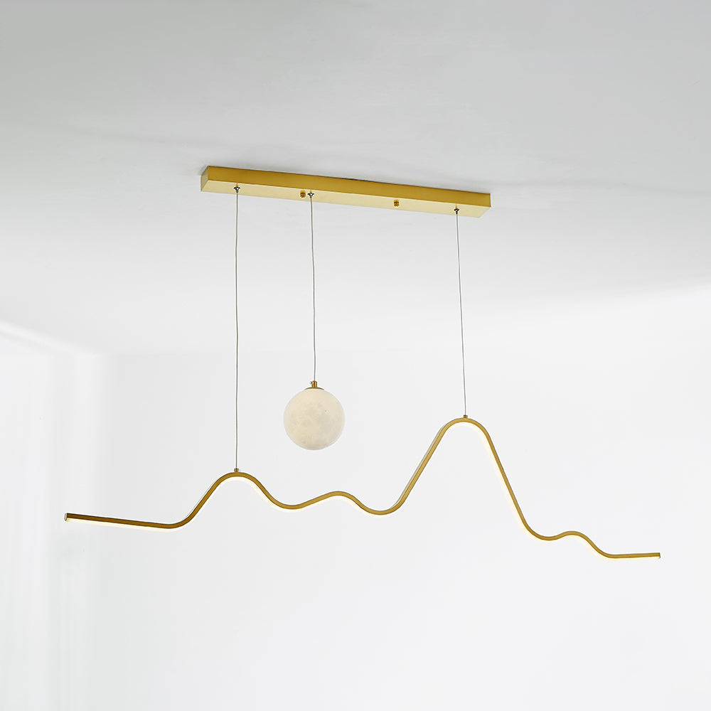 Arisha Suspension Linéaire Naturelle, Noir/Blanc/Or, Salon