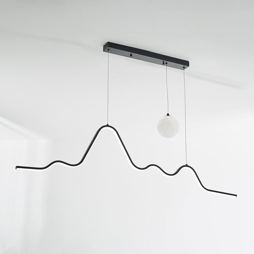 Arisha Suspension Linéaire Naturelle, Noir/Blanc/Or, Salon