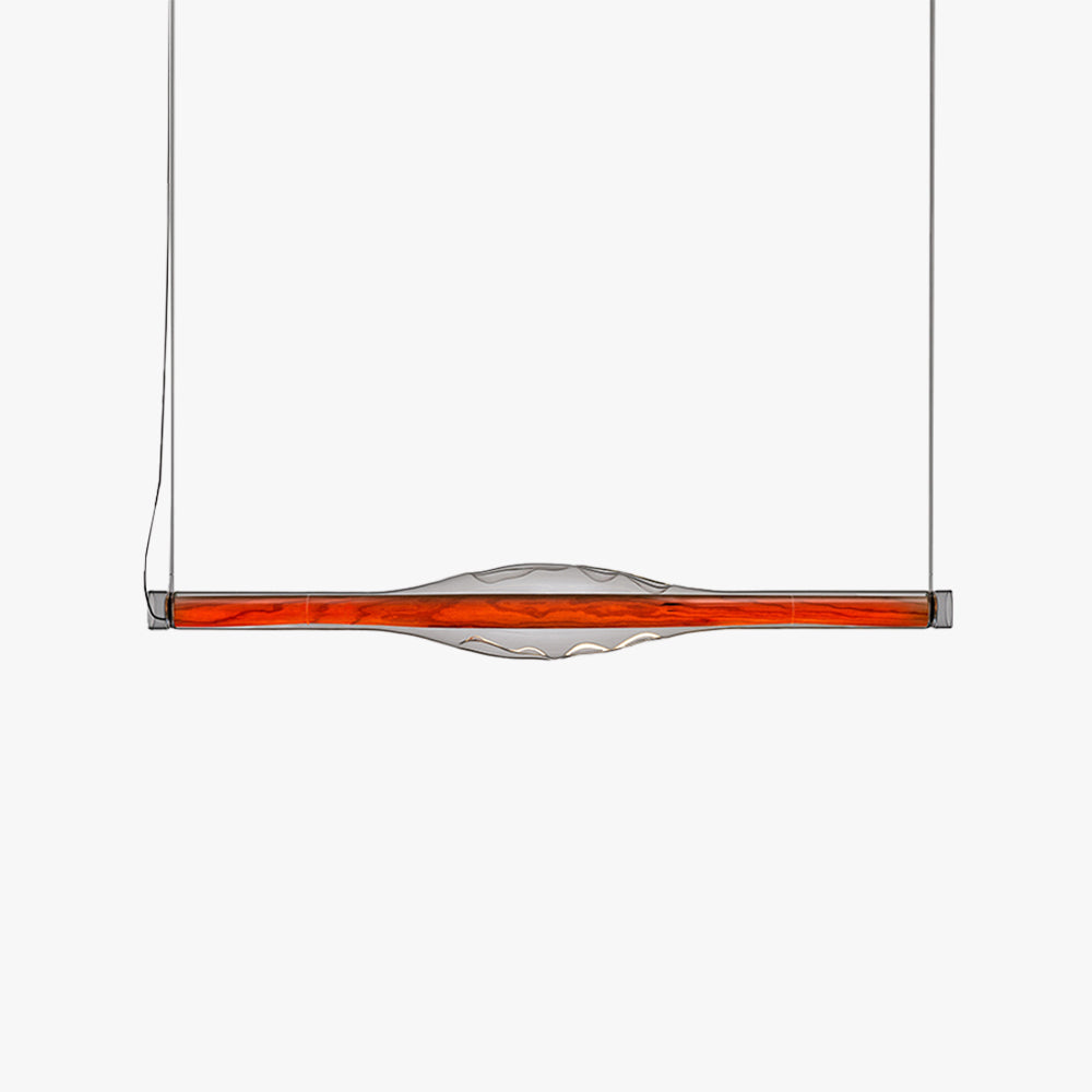 Ray Suspension Linéaire Industrielle, Métal /Acrylique, Rouge/Marron, Salon - Neutralighting
