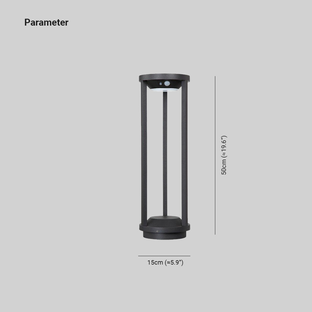 Ray Borne Extérieure Cylindrique Simple, Métal, Noir, Jardin