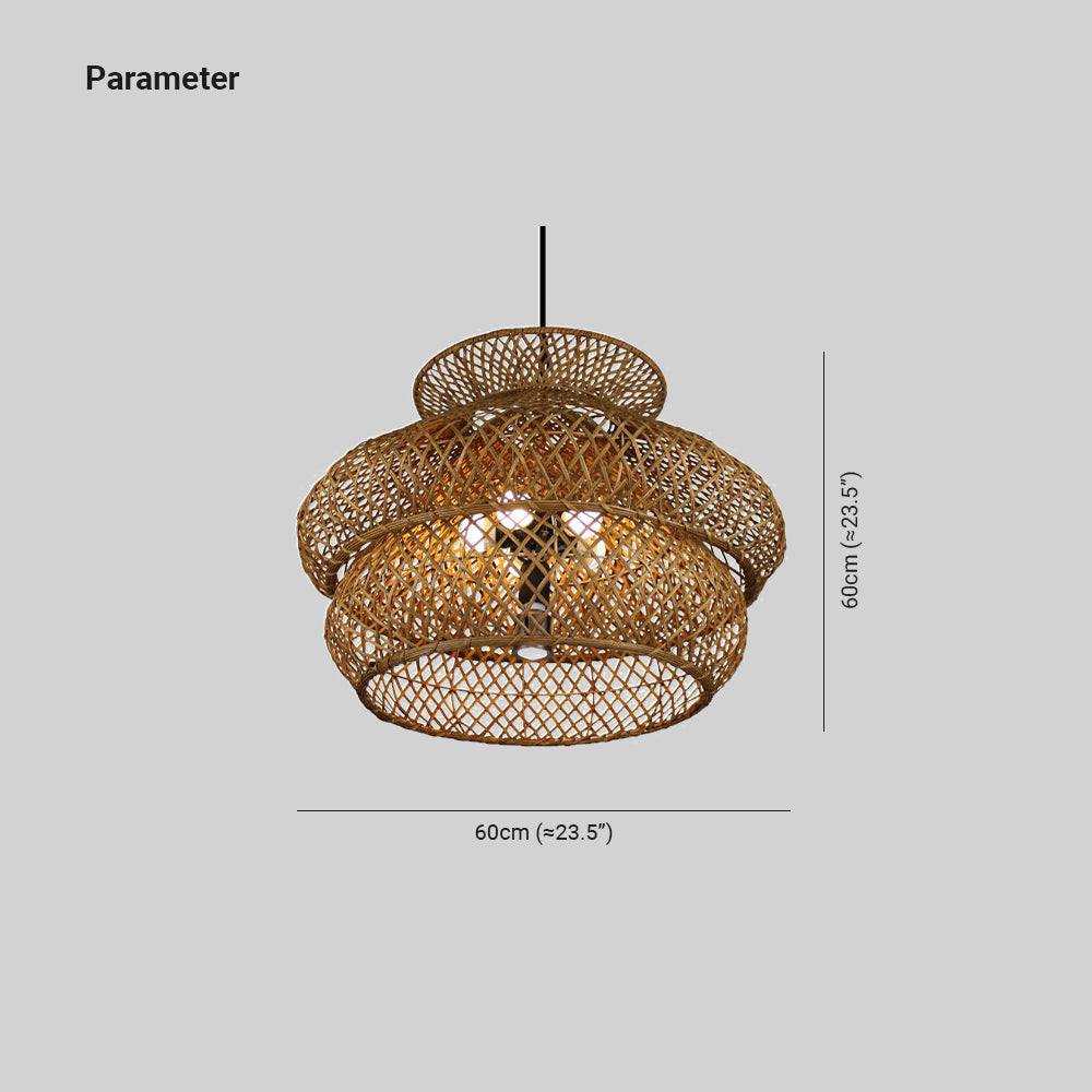 Ritta Vintage LED Suspension Marron Rotin Salon Chambre à coucher - Neutralighting