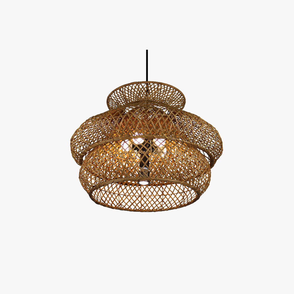 Ritta Vintage LED Suspension Marron Rotin Salon Chambre à coucher - Neutralighting