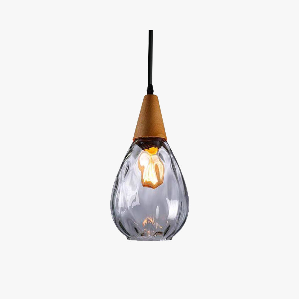 Arisha Vintage LED Suspension Ambre Verre Bois Chambre à coucher - Neutralighting