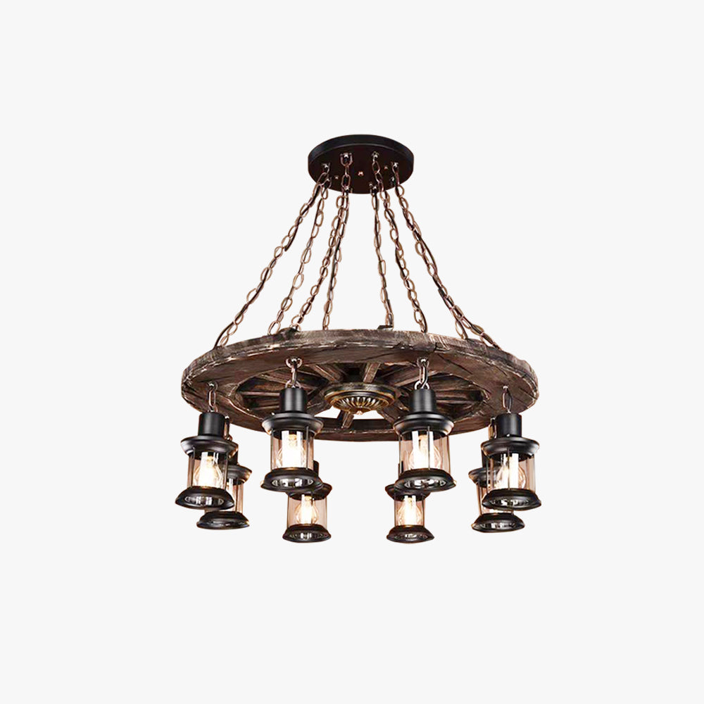 Epoch Ronde Vintage LED Lustre Bois/Métal/Verre Salon Cuisine - Neutralighting