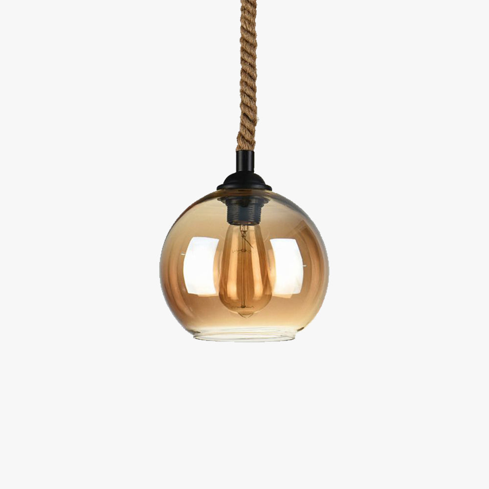 Valentina Vintage LED Suspension Verre Métal Corde de Chanvre Salon - Neutralighting