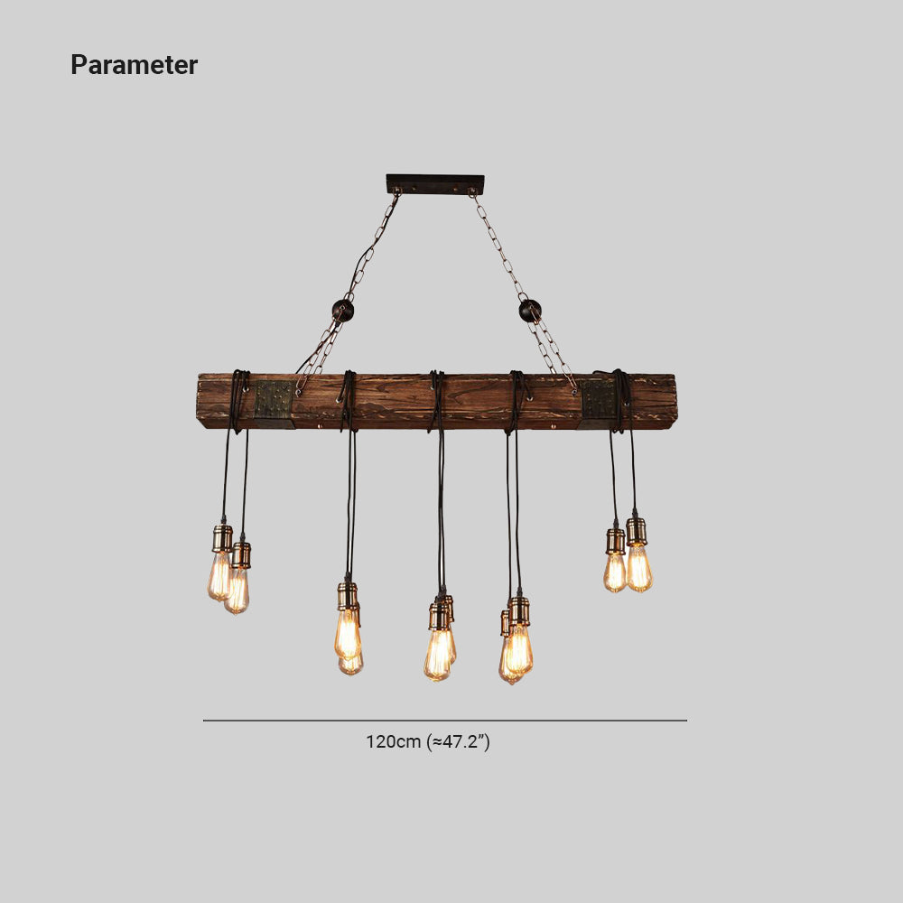 Silva Vintage LED Suspension Marron Bois Verre Salle à manger Salon - Neutralighting