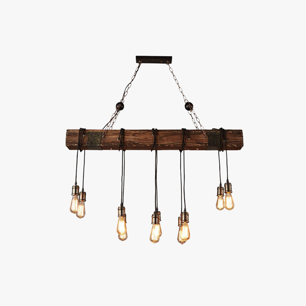 Silva Vintage LED Suspension Marron Bois Verre Salle à manger Salon - Neutralighting