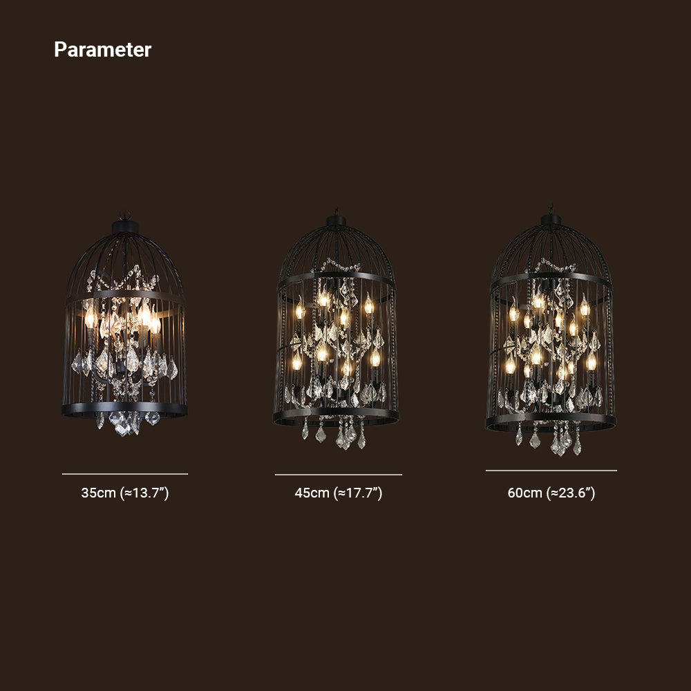 Arisha Industrielle LED Suspension Noir Métal Cristal Salon Salle à manger - Neutralighting