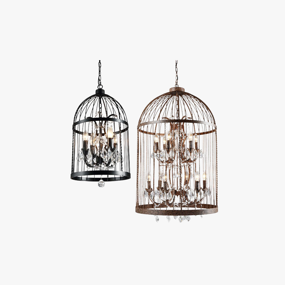 Arisha Industrielle LED Suspension Noir Métal Cristal Salon Salle à manger - Neutralighting