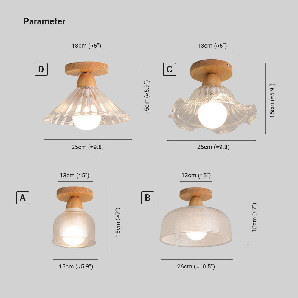 Arisha Moderne LED Plafonnier Dôme Bois Verre Salon Salle à Manger - Neutralighting