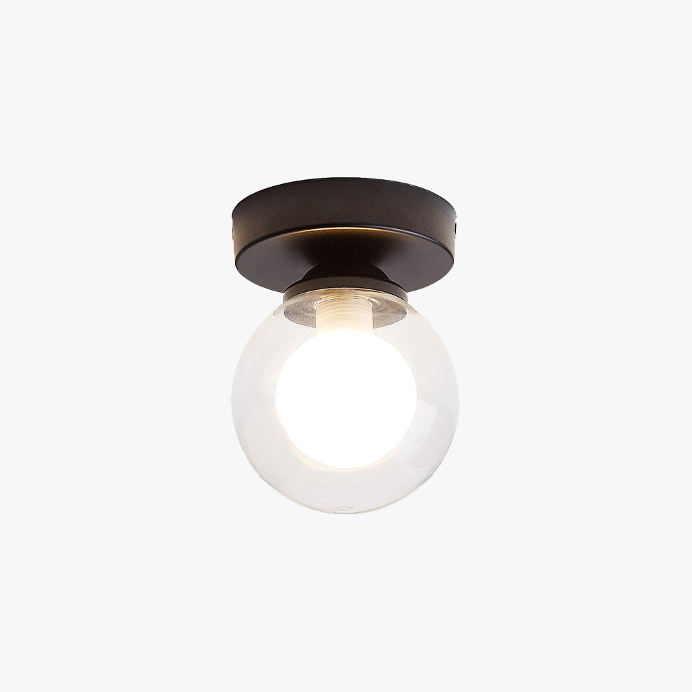 Valentina Bulle Moderne LED Plafonnier Noir/Doré Métal/Verre Chambre à coucher - Neutralighting