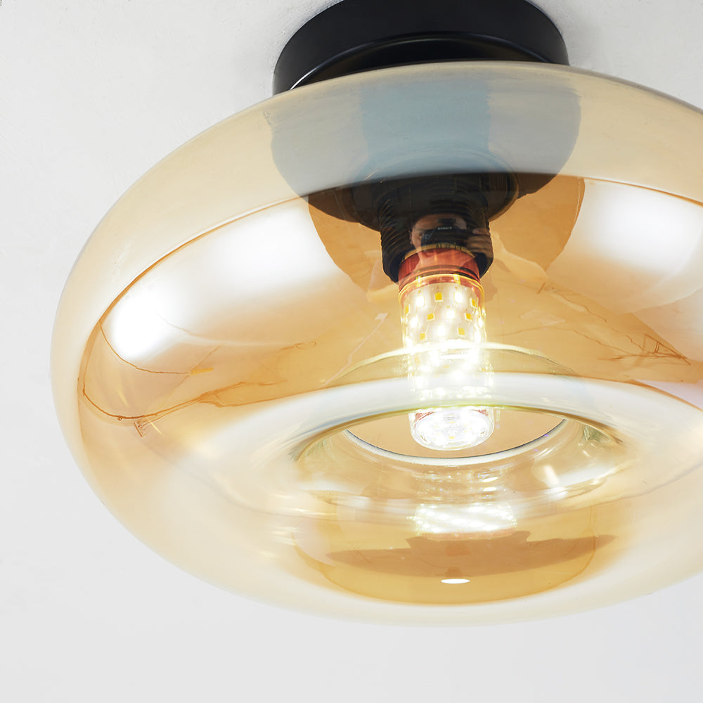 Arisha Oval Industriel LED Plafonnier Rouge/Marron/Ambre/Bleu Métal/Verre Salon - Neutralighting