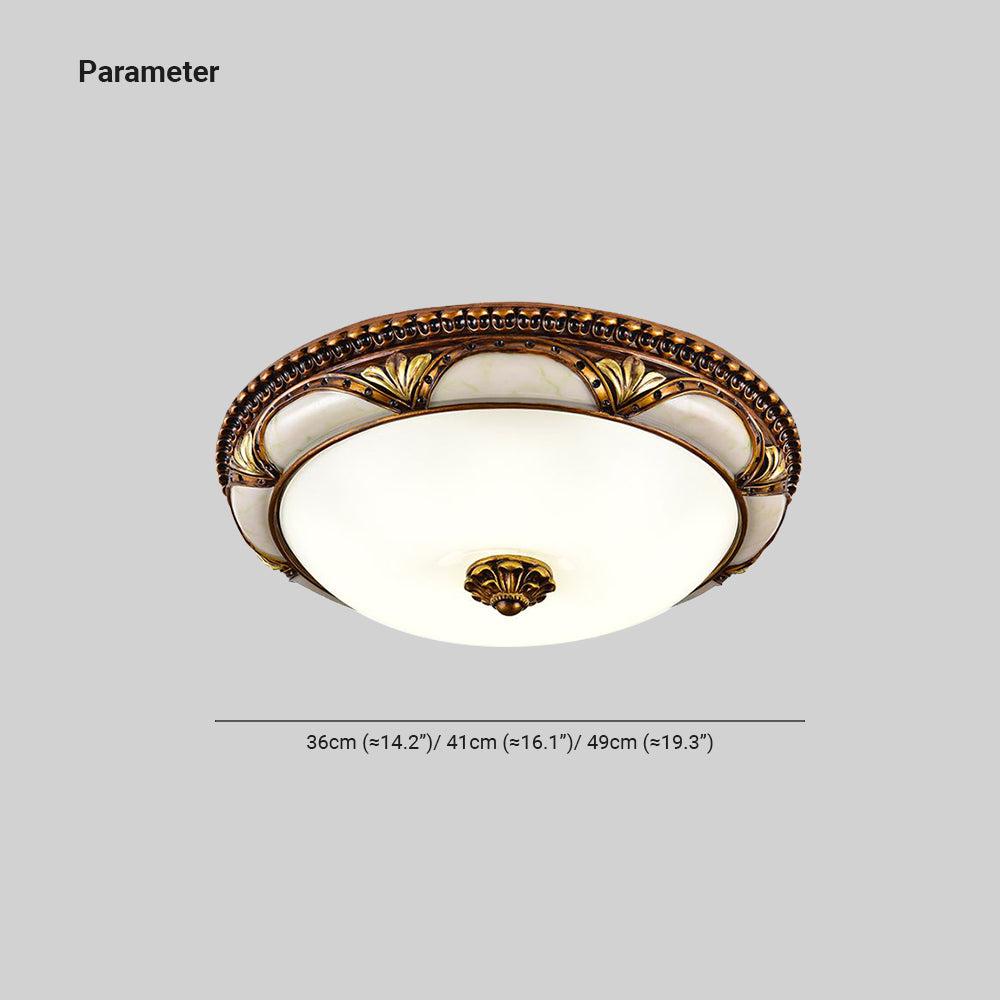 Silva Ronde Retro LED Plafonnier Brass Résine/Verre Chambre à coucher - Neutralighting