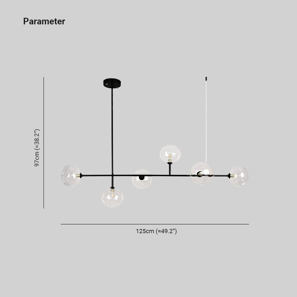 Valentina Moderne LED Suspension Noir Métal Verre Salon Chambre à coucher - Neutralighting