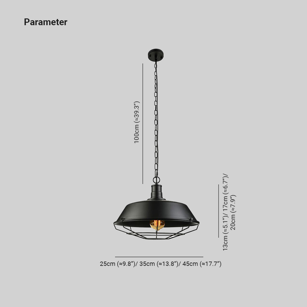 Silva Dôme Rustique LED Suspension Noir Métal Chambre à Coucher - Neutralighting