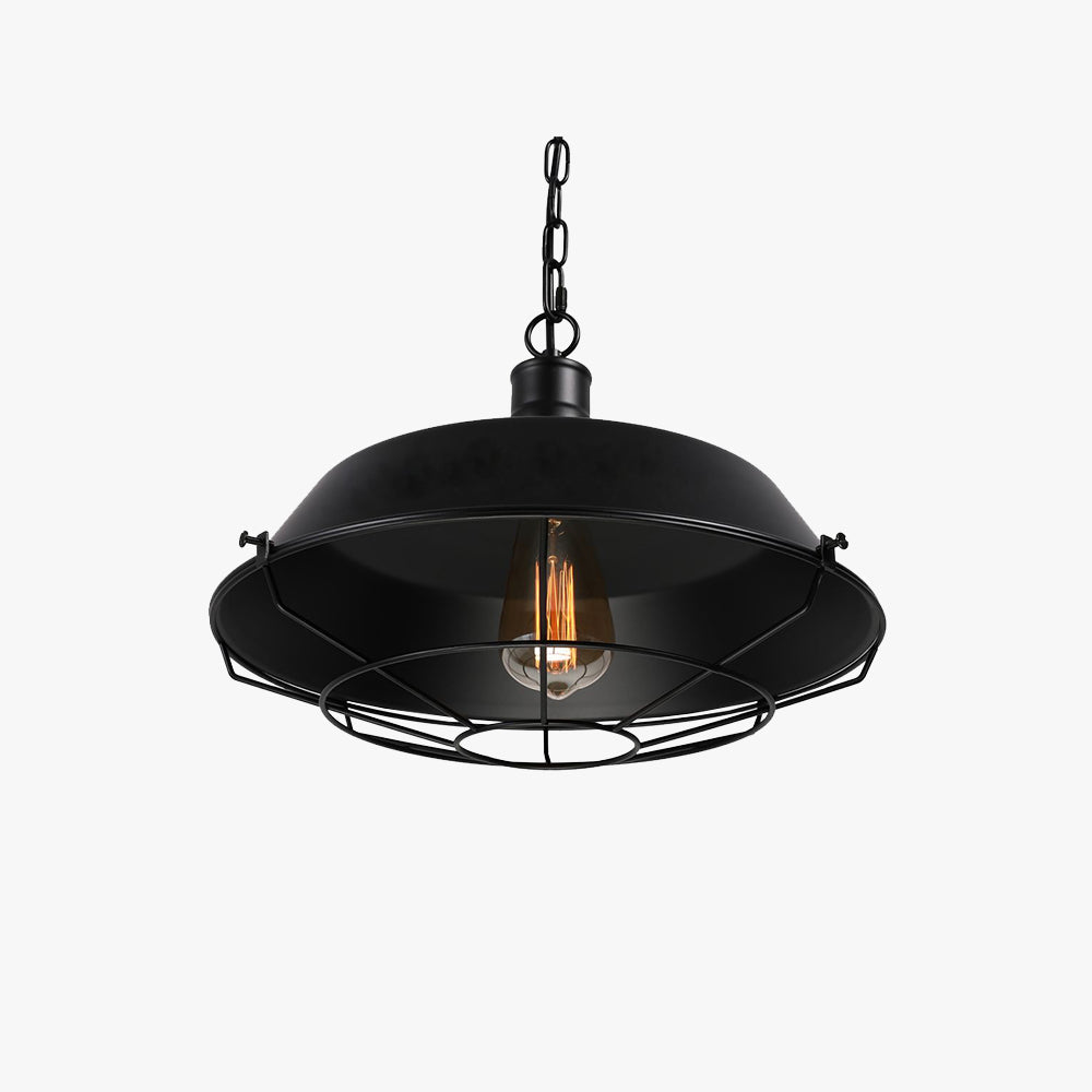 Silva Dôme Rustique LED Suspension Noir Métal Chambre à Coucher - Neutralighting