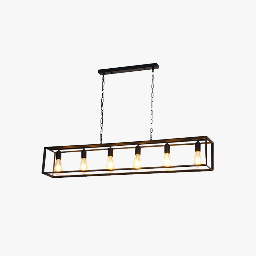 Silva Rectangle Vintage LED Suspension Noir Laiton Métal Salon - Neutralighting