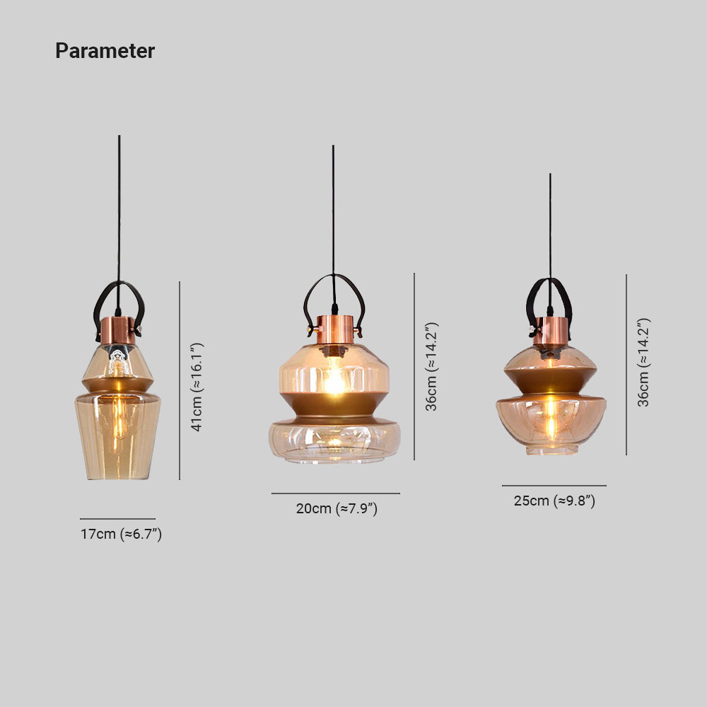 Silva Moderne LED Suspension Ambre Métal Verre Salon Salle à manger - Neutralighting