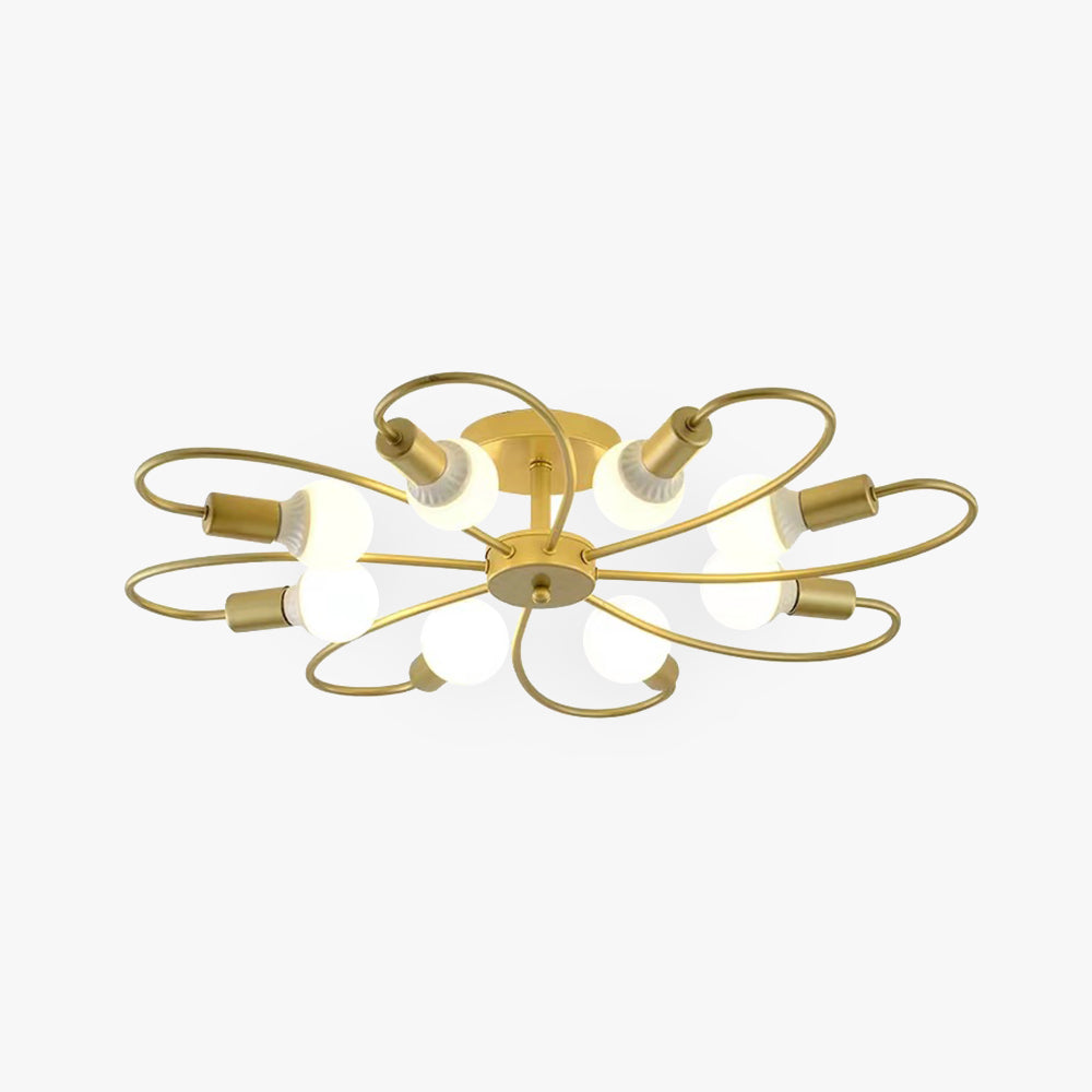 Valentina LED Plafonnier Fleur Moderne Métal Noir/Doré Floral Salon/Chambre à Coucher - Neutralighting