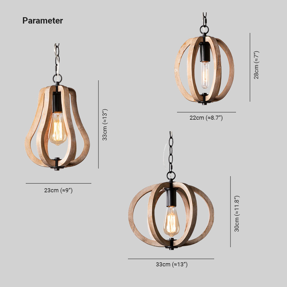 Silva Sphère Vintage LED Suspension Métal Bois Salon Salle à manger - Neutralighting