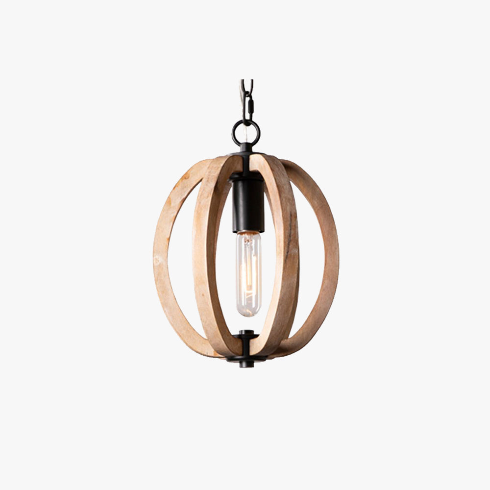 Silva Sphère Vintage LED Suspension Métal Bois Salon Salle à manger - Neutralighting