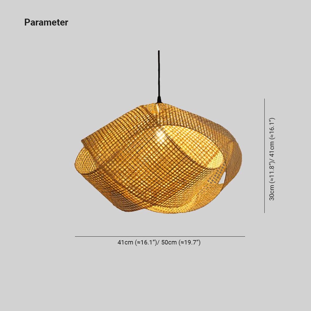 Ritta Retro LED Suspension Bois Métal Rotin Salon Salle à manger - Neutralighting