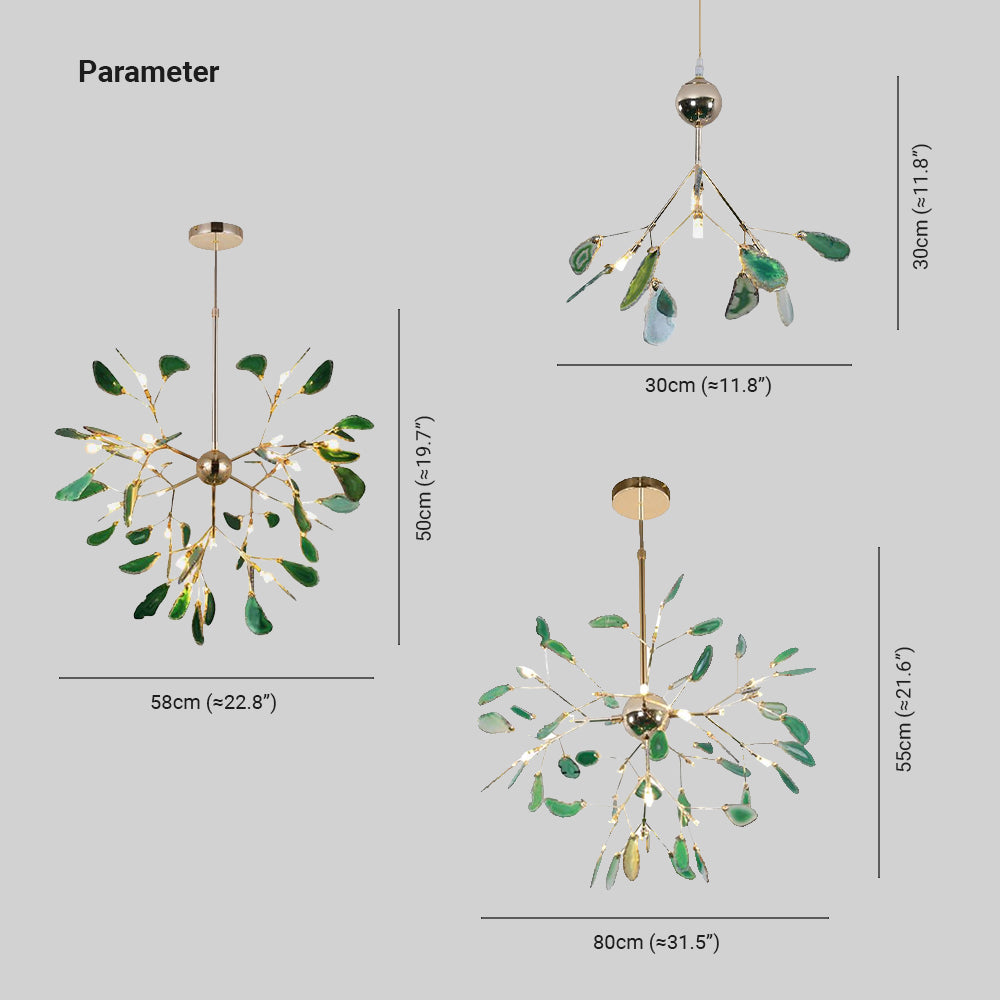 Arisha Art LED Suspension Bleu Métal Agate Salon Chambre à coucher - Neutralighting