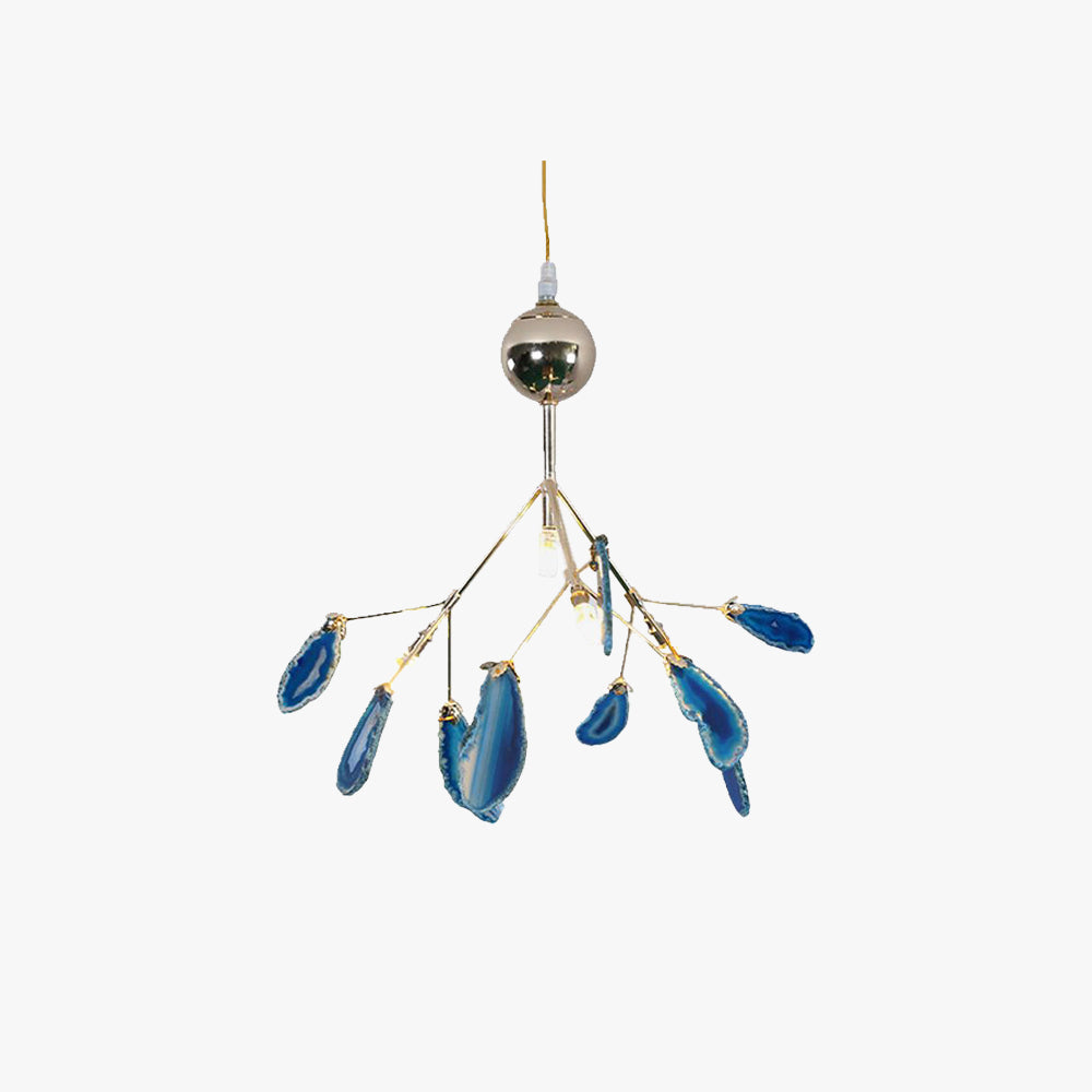 Arisha Art LED Suspension Bleu Métal Agate Salon Chambre à coucher - Neutralighting
