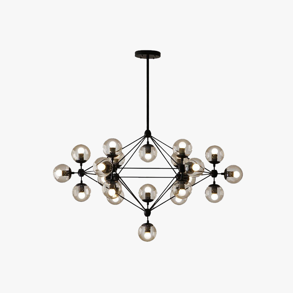 Valentina Lustre Industriel, Metal/Verre, Noir, Chambre - Neutralighting