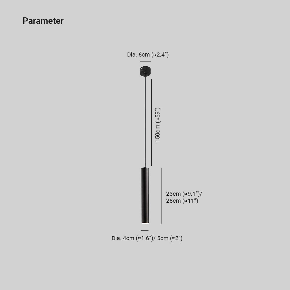 Ray Suspension Cylindre Moderne, Métal, Noir, Salon - Neutralighting