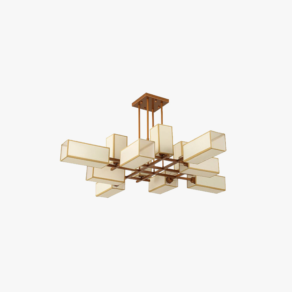 Arisha Lustre Carré Contemporain, Metal/Tissu, Noir/Or, Chambre - Neutralighting