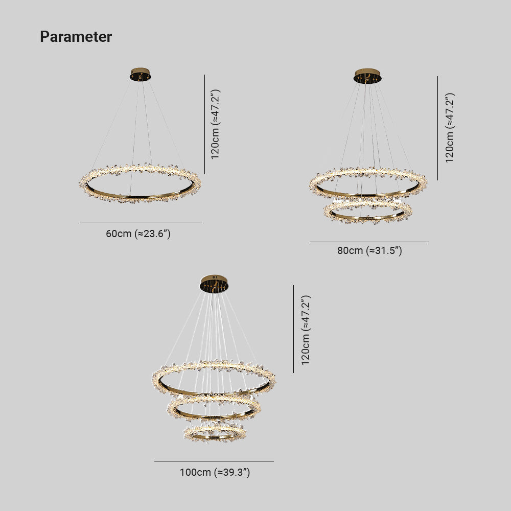 Kristy Lustre Cercle Luxueux, Metal/Cristal, Or, Salon - Neutralighting