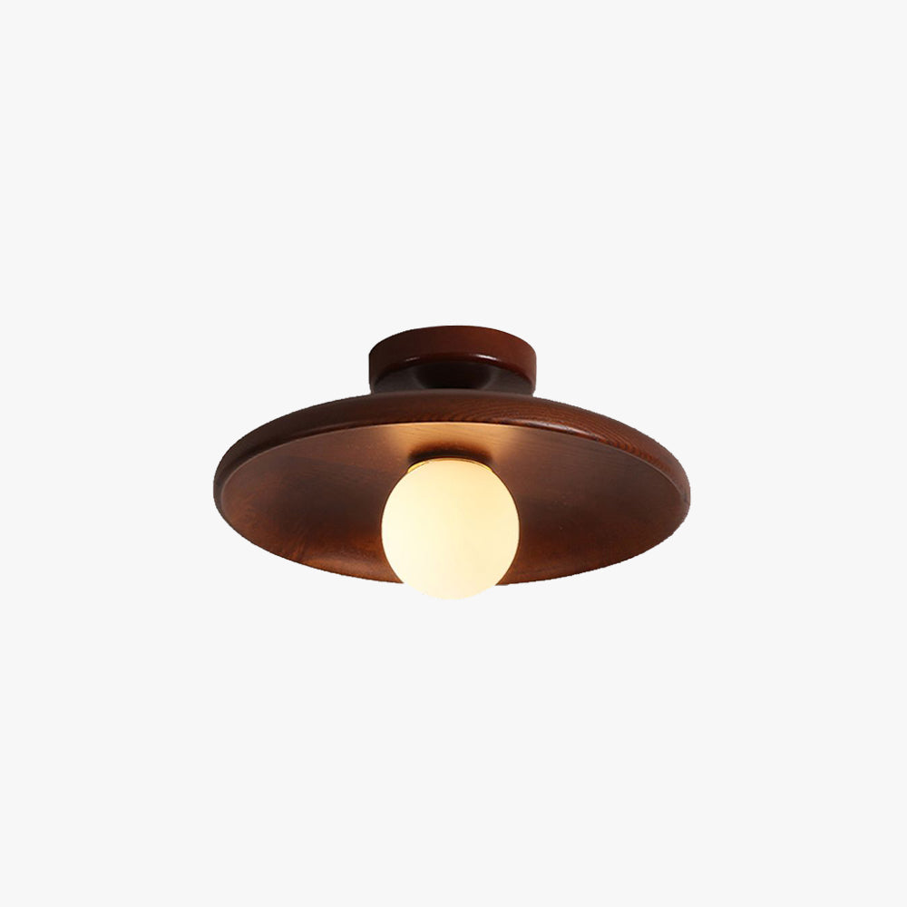 Oaki Plafonnier Bol Moderne. Bois/Verre. Bois/Noyer. Salon - Neutralighting