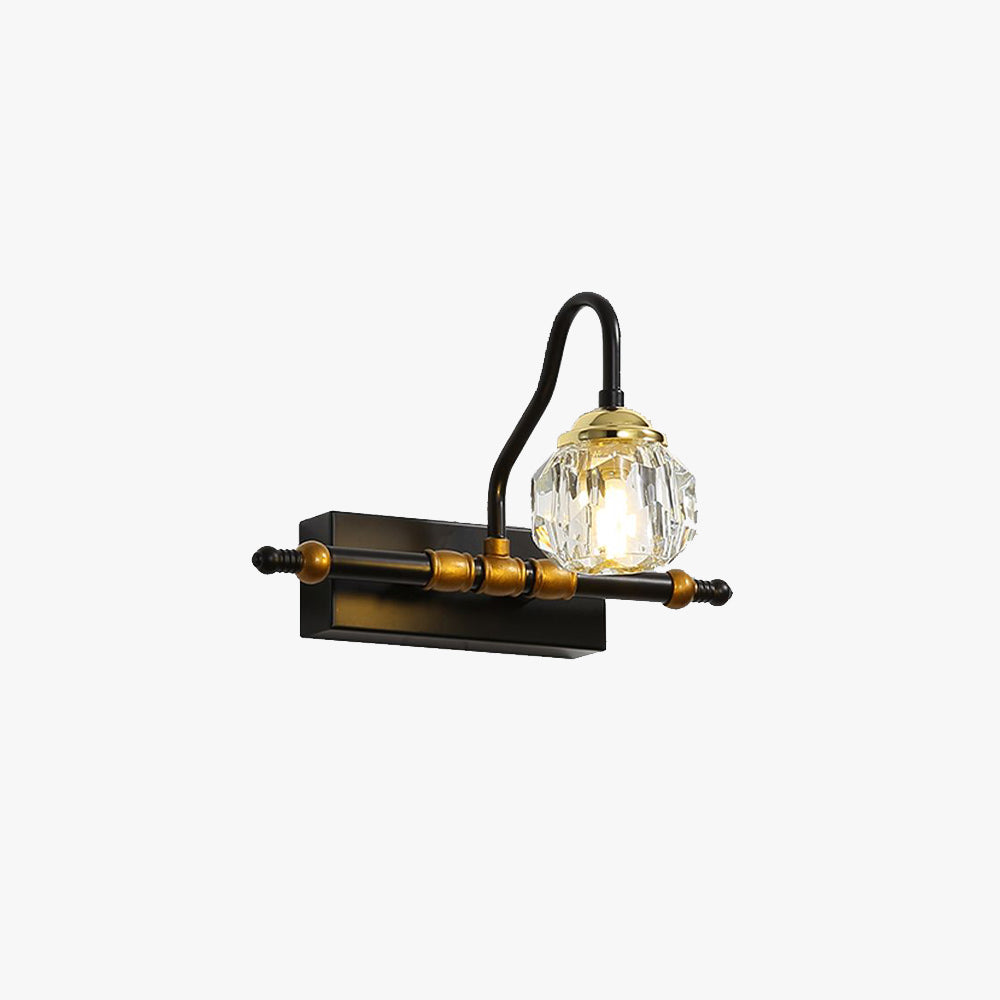 Kristy Applique Murale Miroir Bol Vintage, Métal/Cristal, Noir, Salle de Bain - Neutralighting